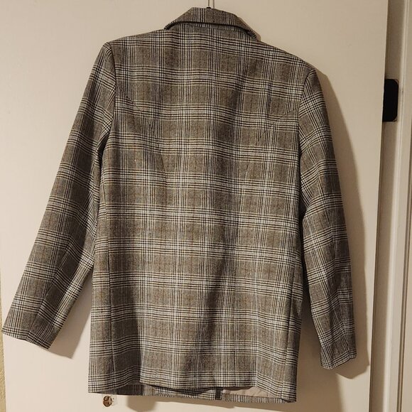 NWT Buddy Love Plaid Double Breasted Oversized Blazer Size Small Brown Tan Cream - Picture 5 of 5
